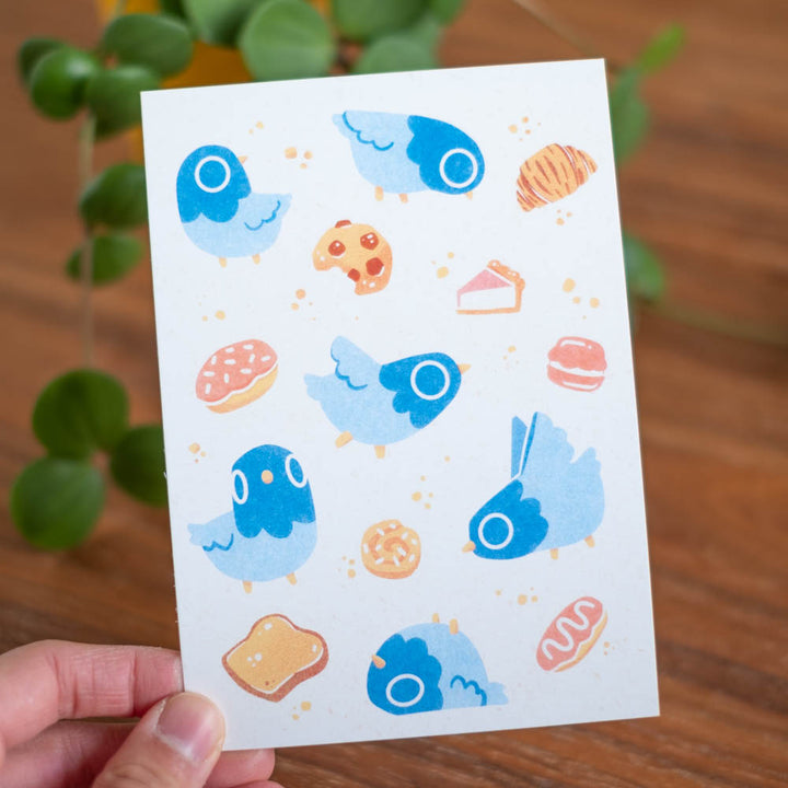 Postcard - Pigeons & pastries