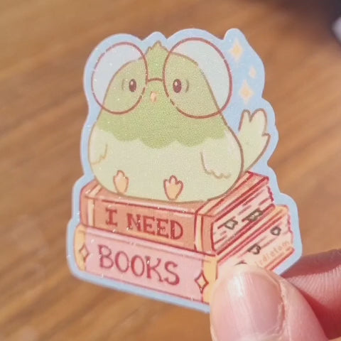Vinyl sticker (sparkly matte) - I need books