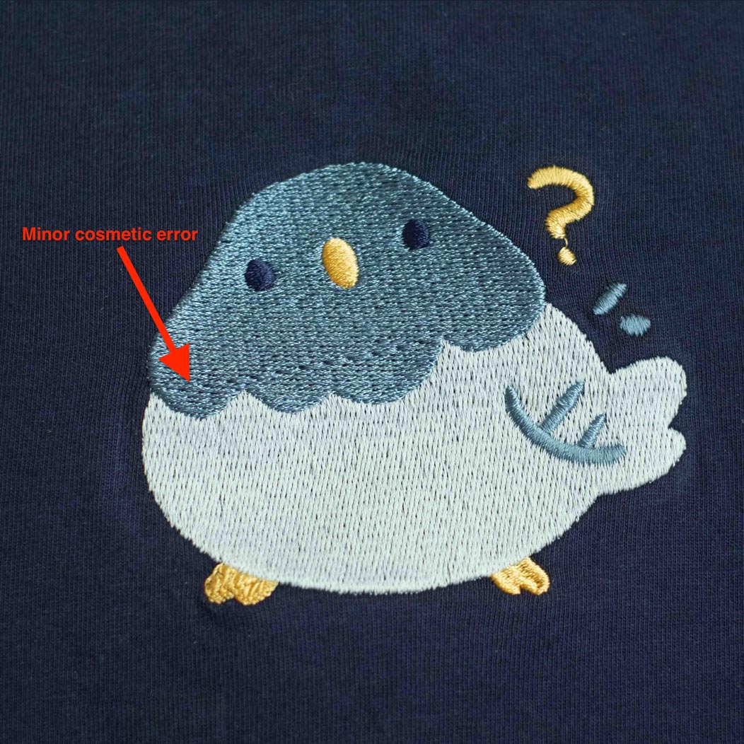 Shirt - Confused pigeon (embroidery), B-GRADE due to minor cosmetic error