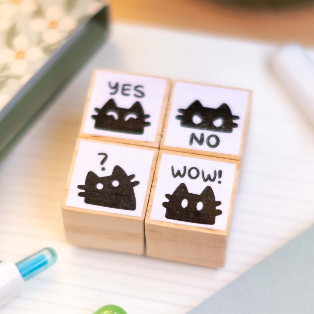 Wooden stamp (set of 4) - Cats