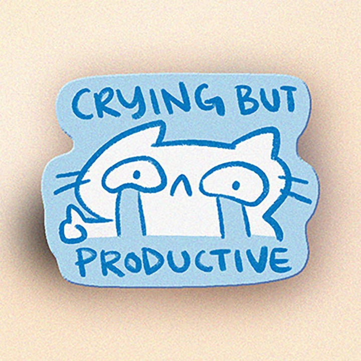 Vinyl sticker - Crying but productive