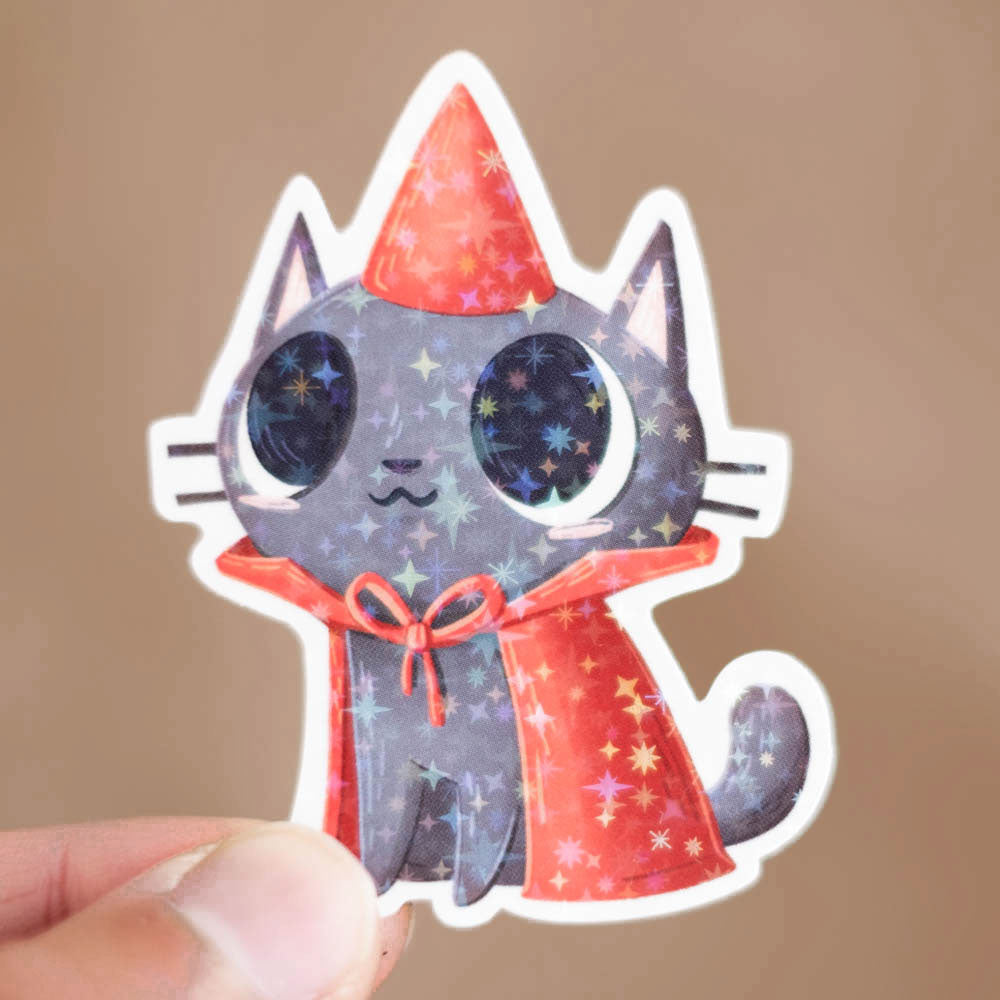 Vinyl sticker (holographic) - Kitty witch
