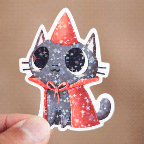 Vinyl sticker (holographic) - Kitty witch