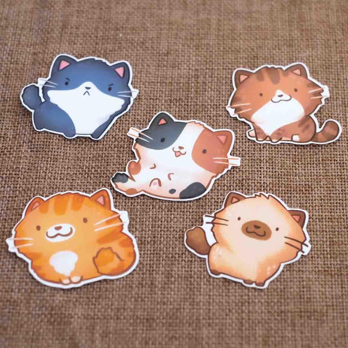 Vinyl stickers (set of 5) - Cute cats