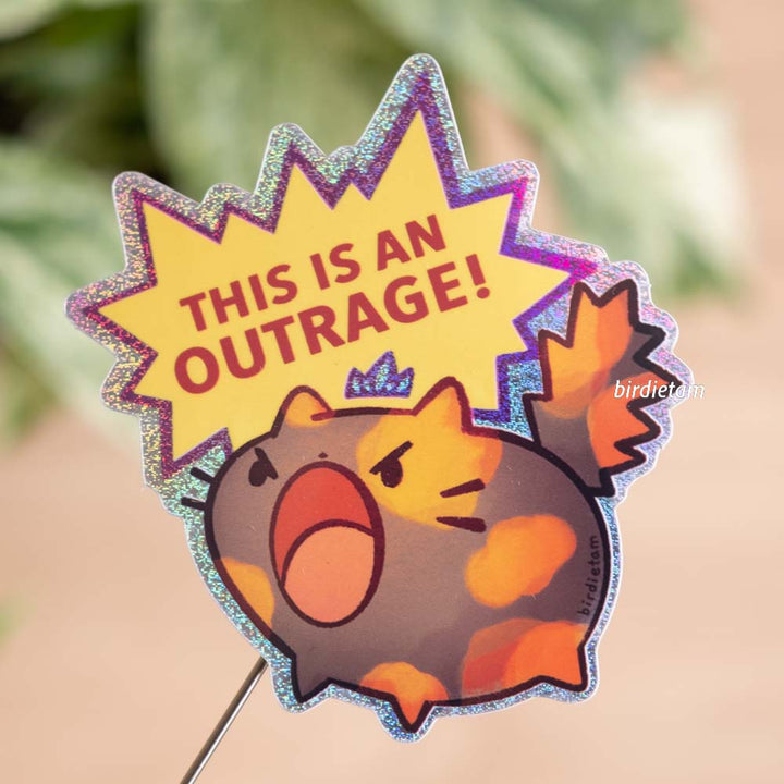 Vinyl sticker (sparkly holo) - Outraged Cat