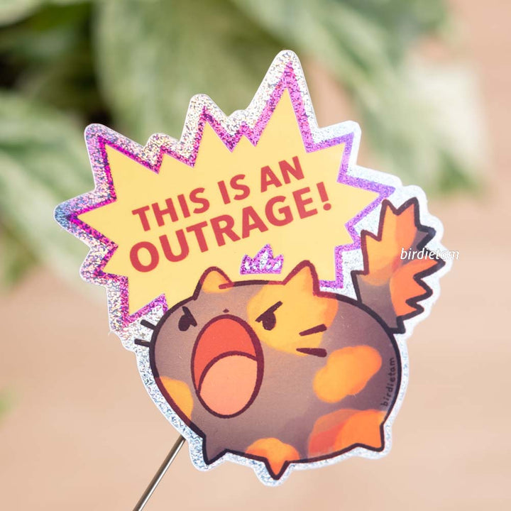 Vinyl sticker (sparkly holo) - Outraged Cat