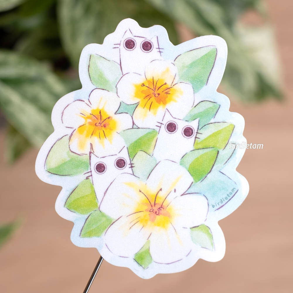 Vinyl sticker (sparkly matte) - Wide eyed flowers