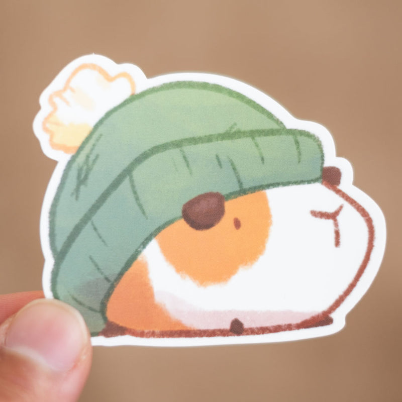 Vinyl sticker - Guinea in a beanie