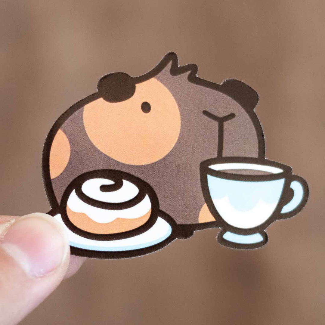 Vinyl stickers - Set of 3 cozy caffeine piggies