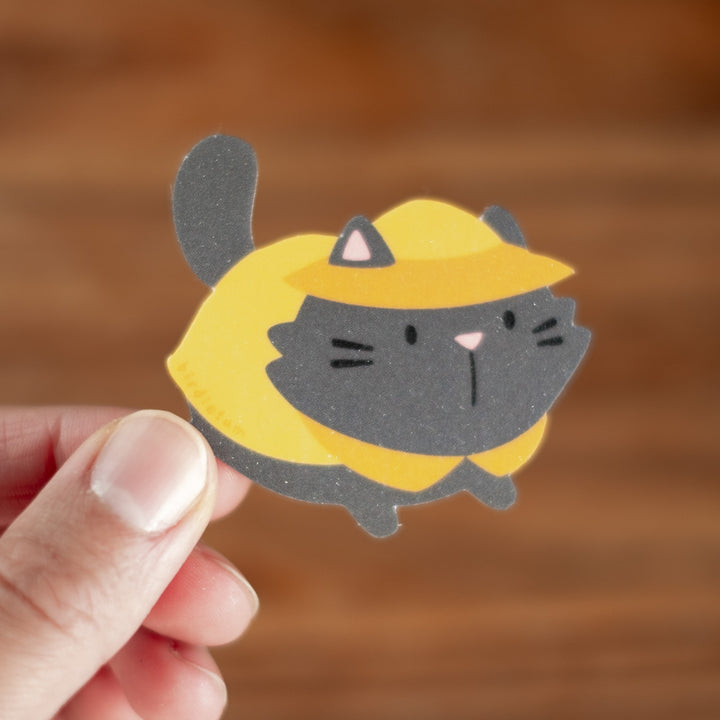 Vinyl sticker (sparkly matte) - Rainy day kitty