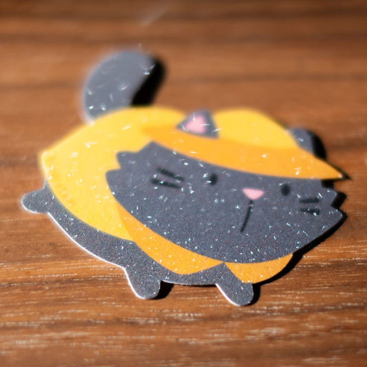 Vinyl sticker (sparkly matte) - Rainy day kitty