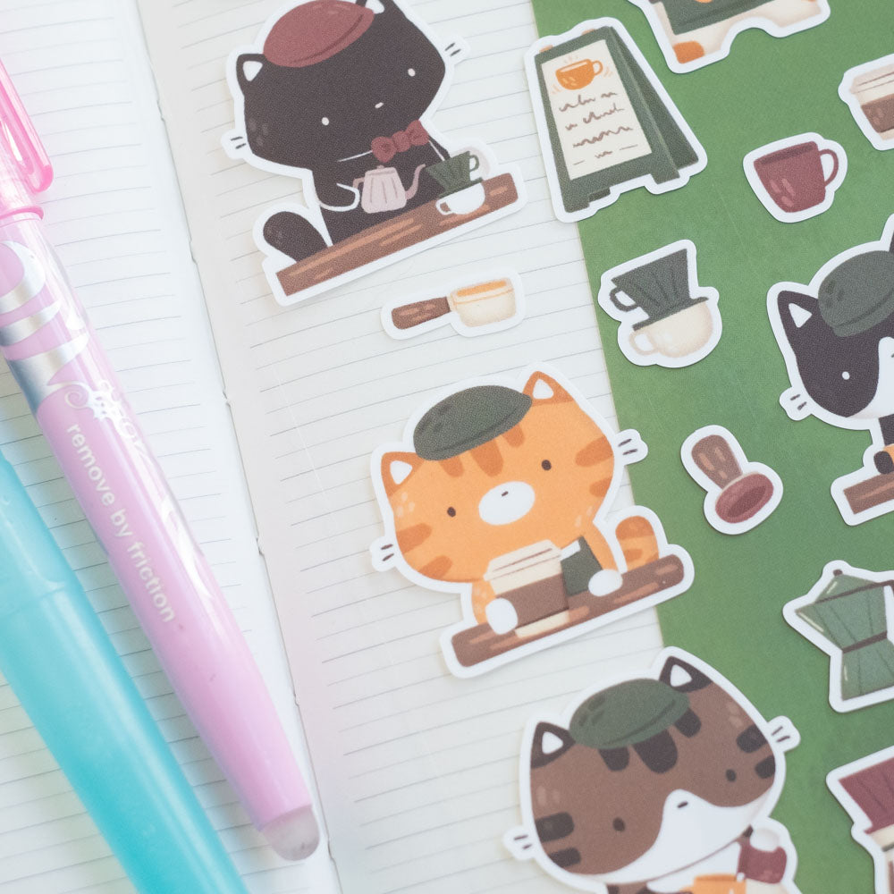 Sticker sheet - Cat cafe