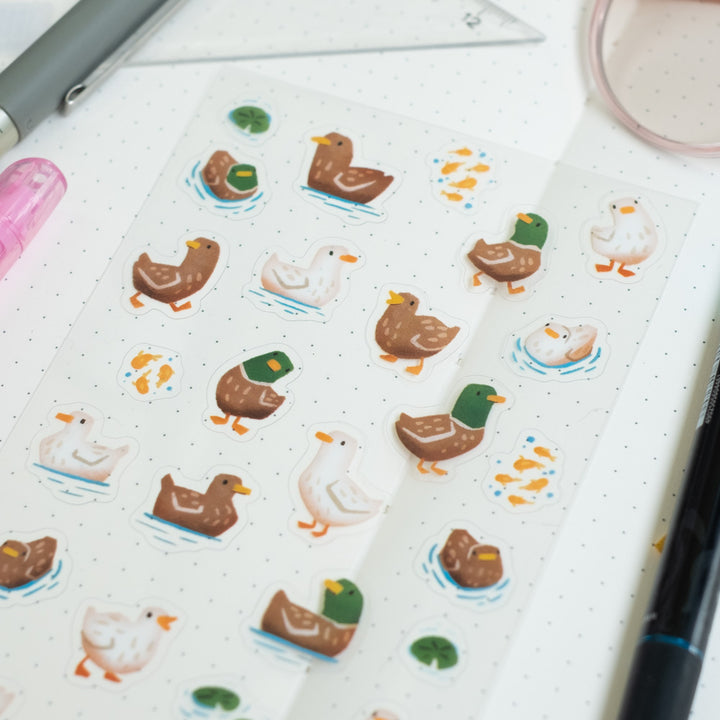Sticker sheet (transparent) - Ducks by the pond