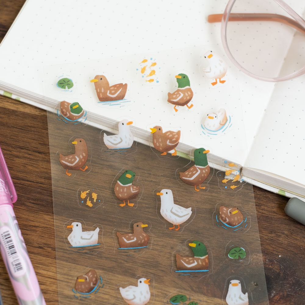 Sticker sheet (transparent) - Ducks by the pond