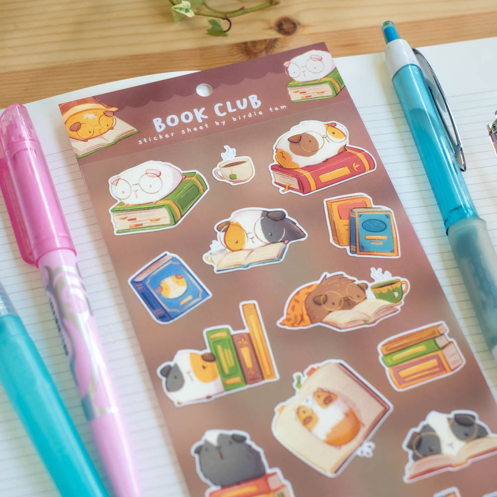 Sticker sheet - Guinea pig book club