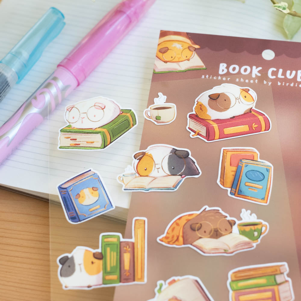 Sticker sheet - Guinea pig book club