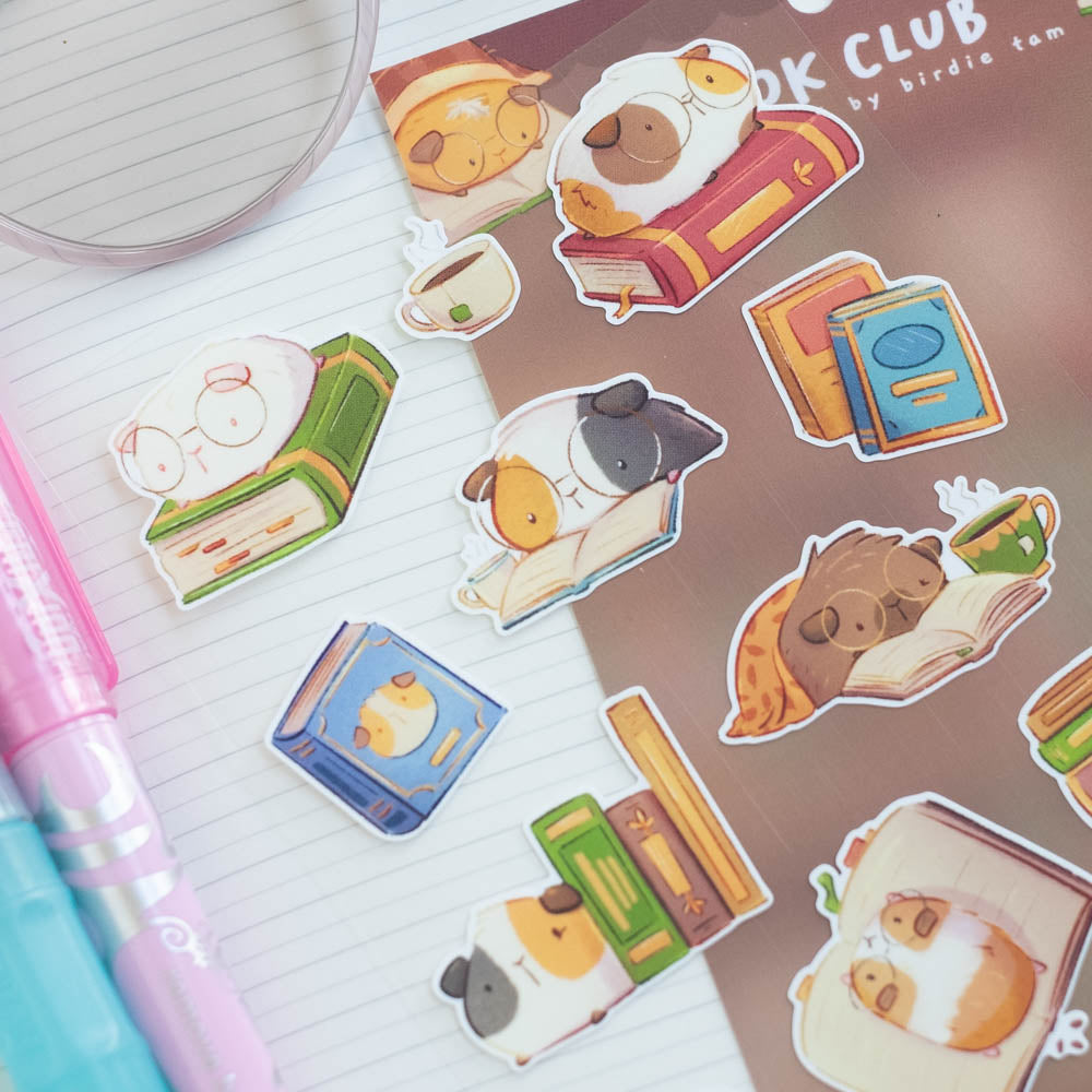 Sticker sheet - Guinea pig book club