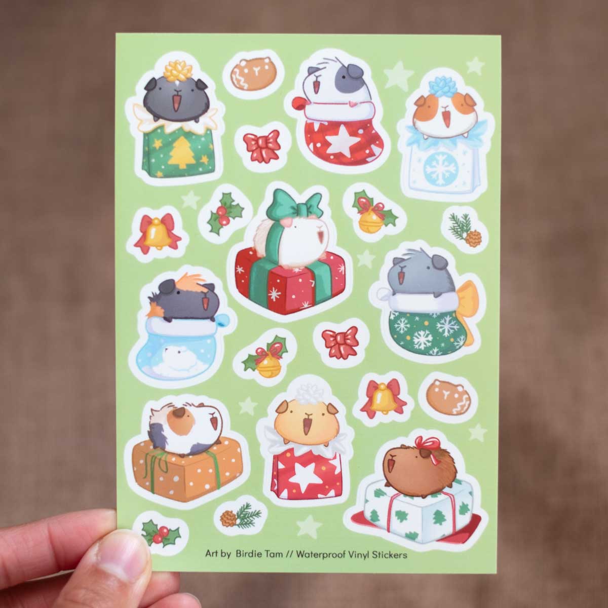 Sticker sheet - Christmas guinea pigs, set of 3