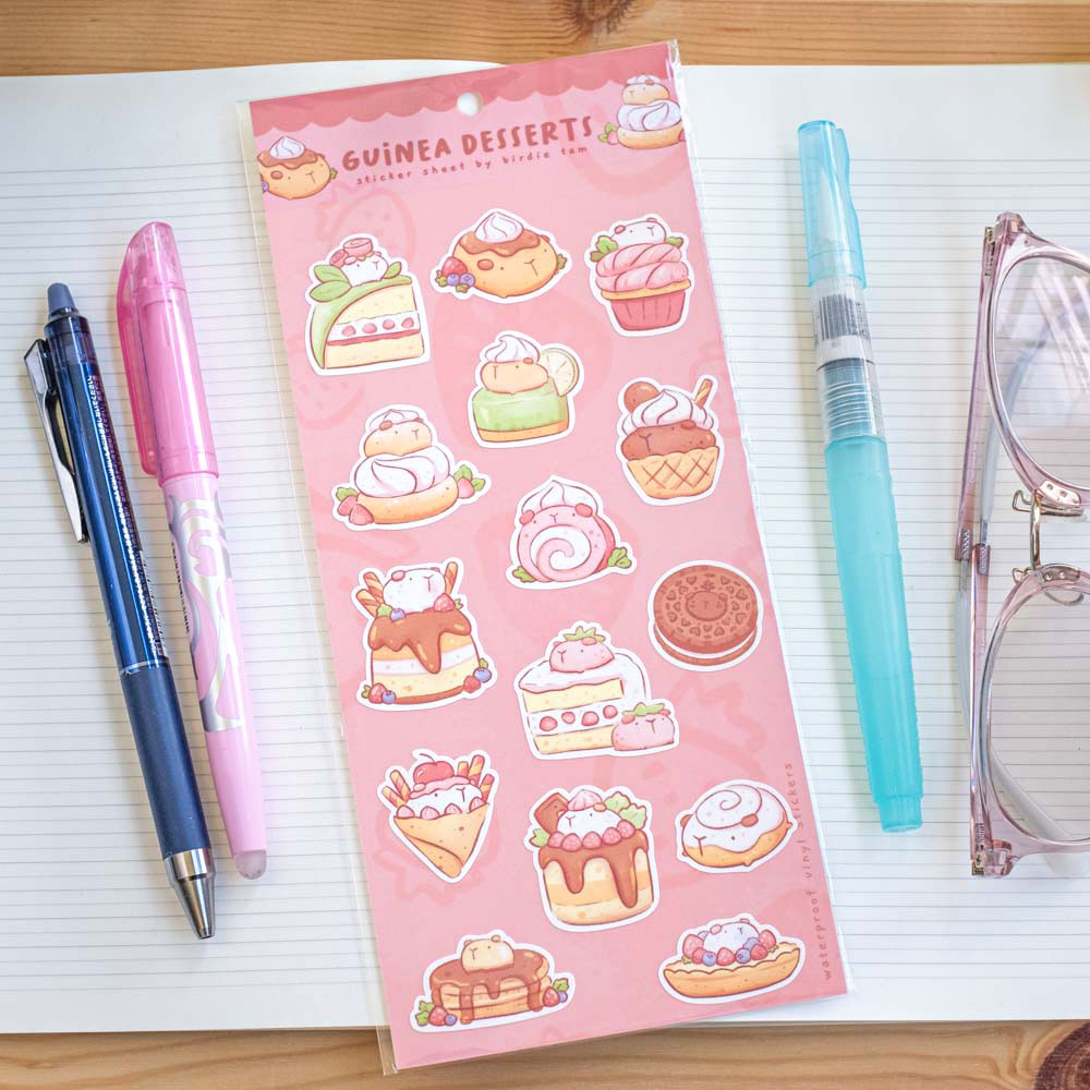 Sticker sheet - Guinea pig desserts
