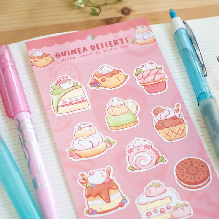 Sticker sheet - Guinea pig desserts