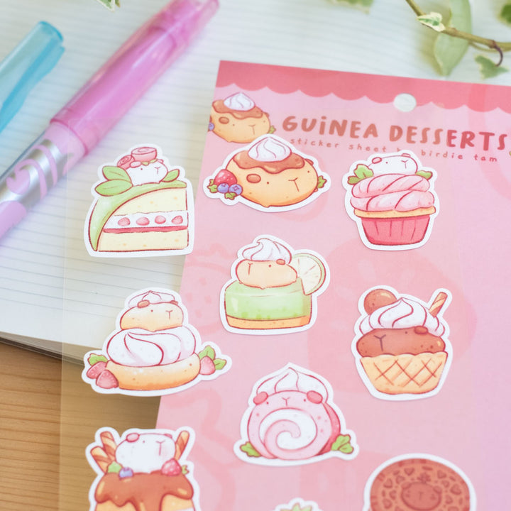 Sticker sheet - Guinea pig desserts