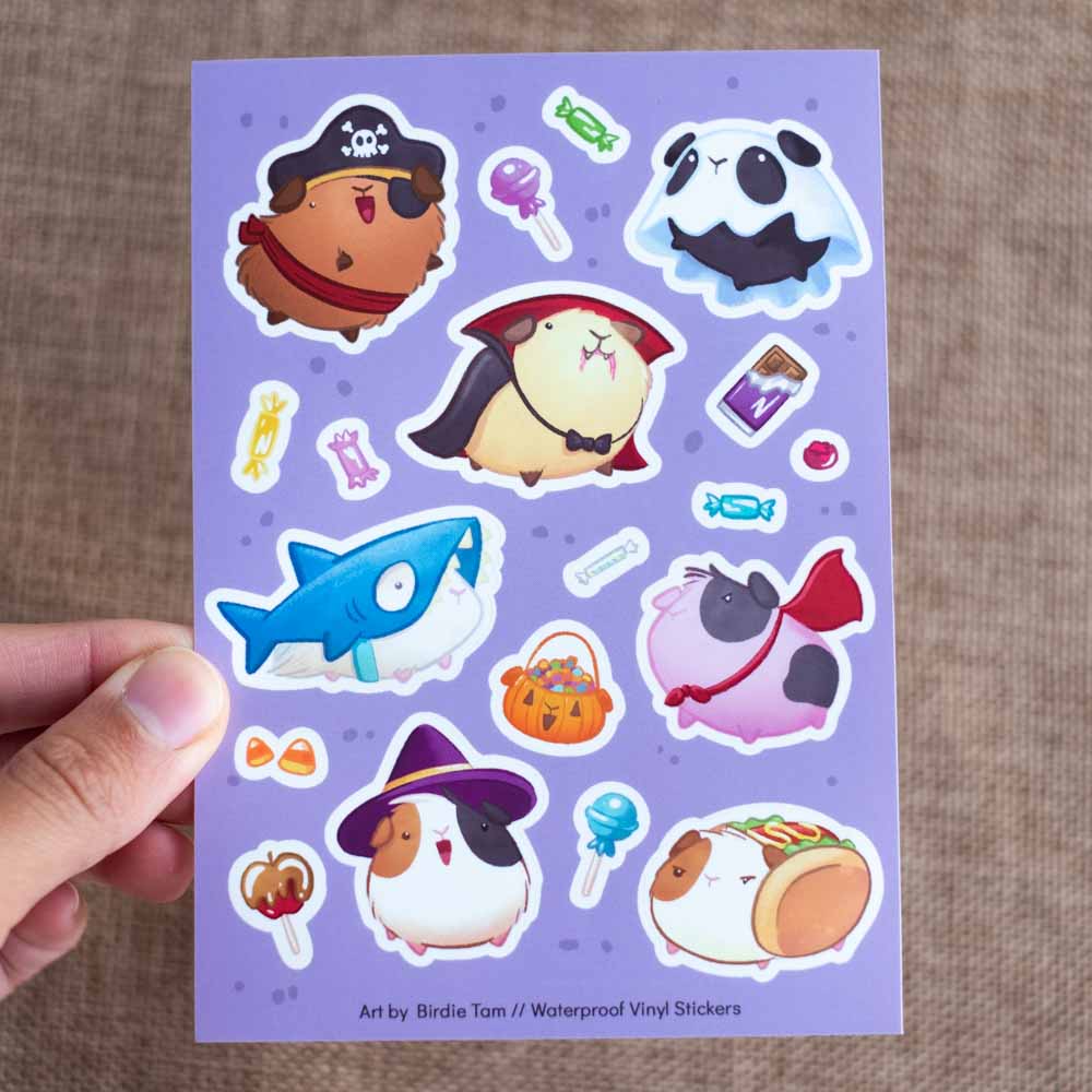 Sticker sheet - Guinea pig Halloween