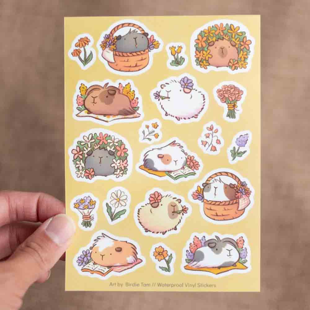 Sticker sheet - Guinea pig flowers