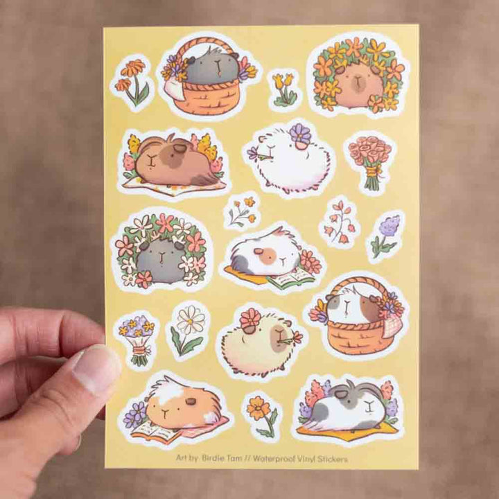 Sticker sheet - Guinea pig flowers