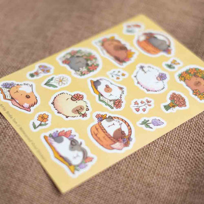 Sticker sheet - Guinea pig flowers