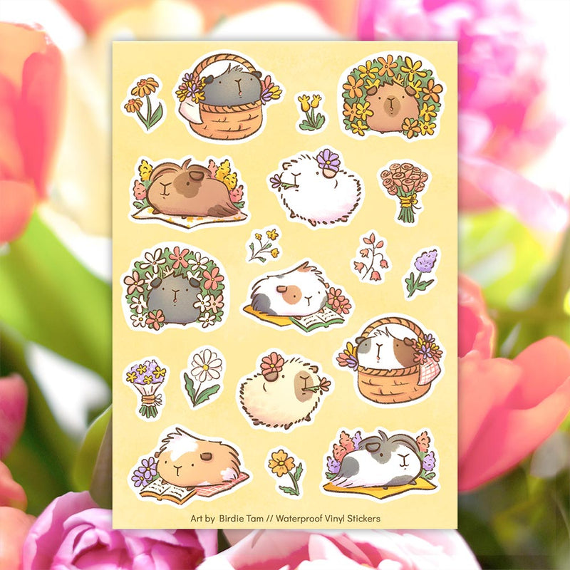 Sticker sheet - Guinea pig flowers