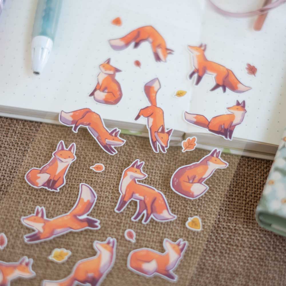 Sticker sheet - Foxes in the forest