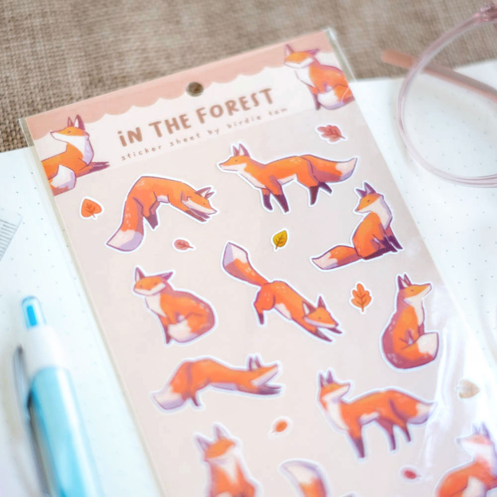 Sticker sheet - Foxes in the forest