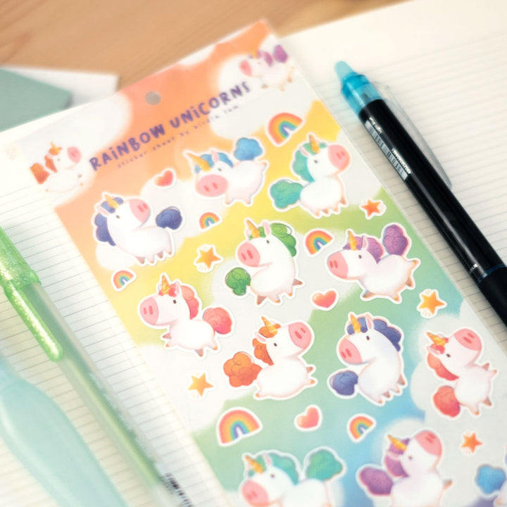 Sticker sheet - Rainbow unicorns