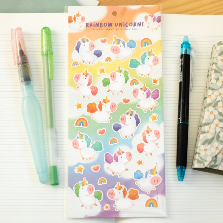 Sticker sheet - Rainbow unicorns