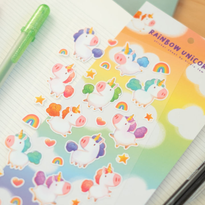 Sticker sheet - Rainbow unicorns