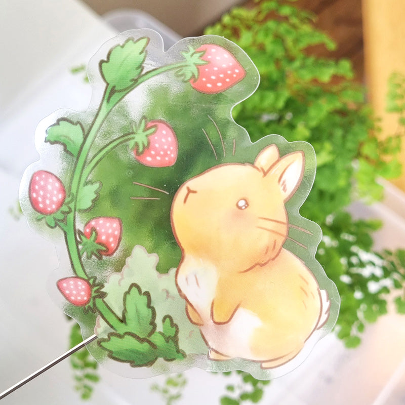 Vinyl sticker (transparent) - Strawberry bunny