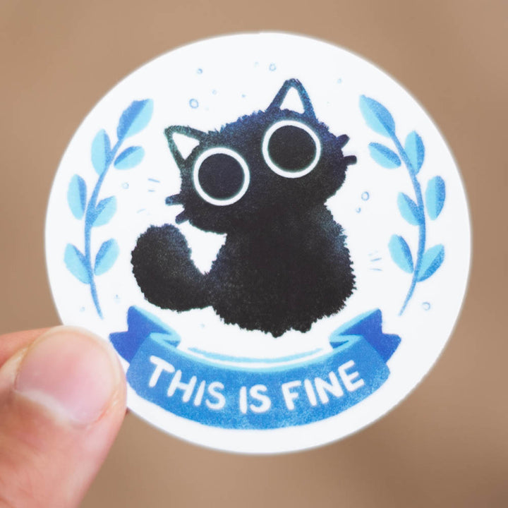 Vinyl sticker - This is fine cat