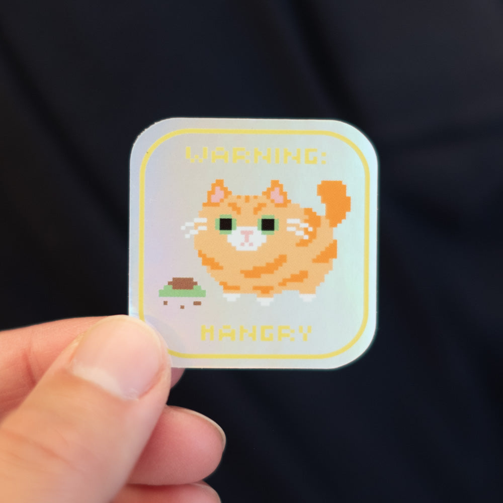 Vinyl sticker (holographic, set of 5) - Warning cats