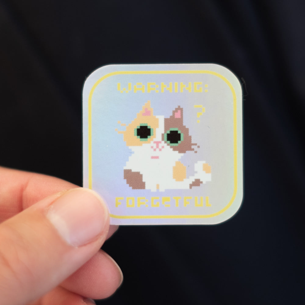 Vinyl sticker (holographic, set of 5) - Warning cats