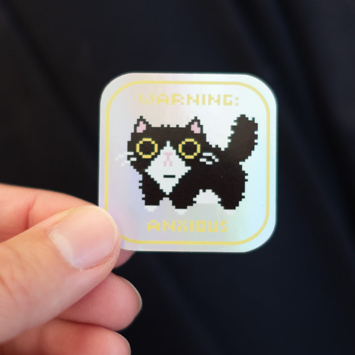 Vinyl sticker (holographic, set of 5) - Warning cats