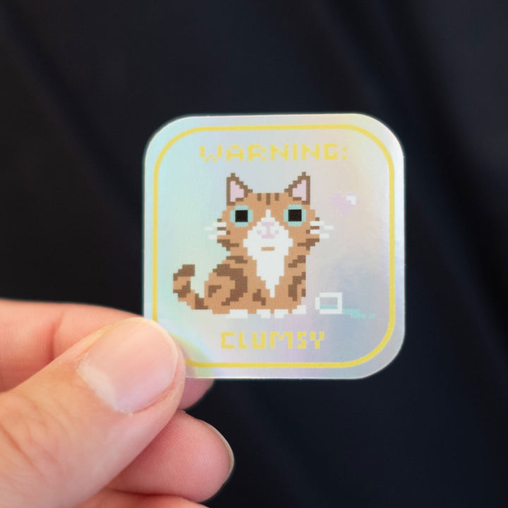 Vinyl sticker (holographic, set of 5) - Warning cats