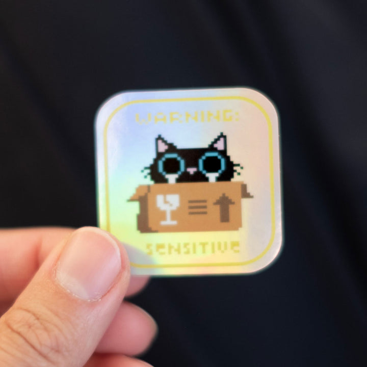 Vinyl sticker (holographic, set of 5) - Warning cats