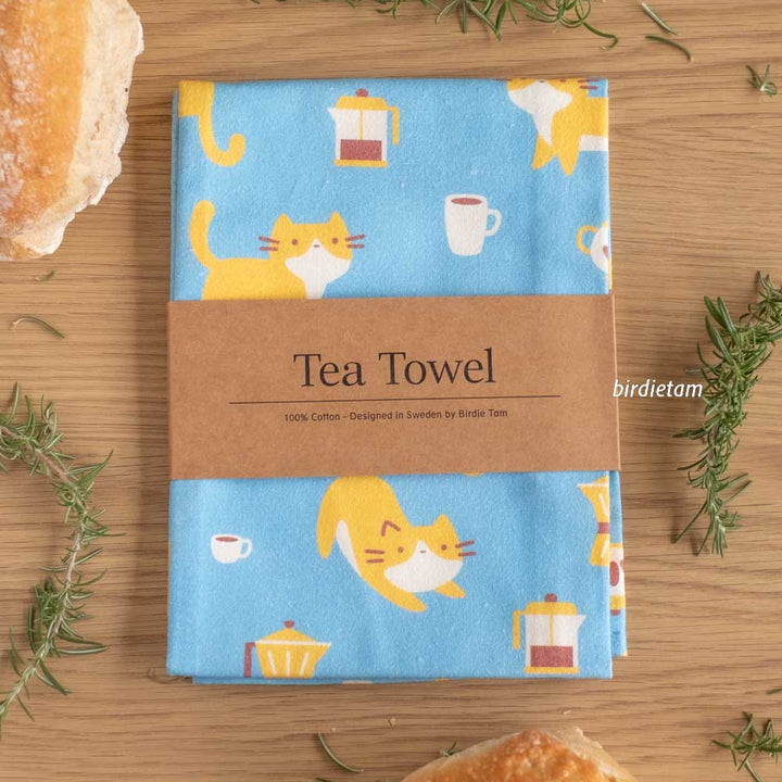 Tea towel - Fika with Cats