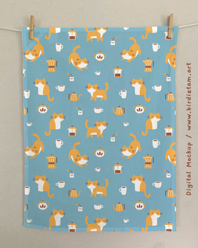 Tea towel - Fika with Cats
