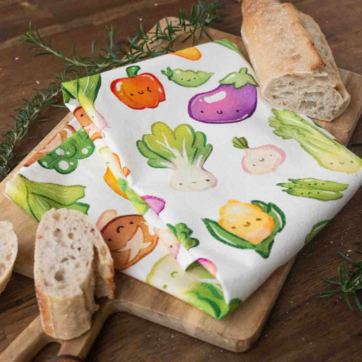 Tea towel - Green veggies