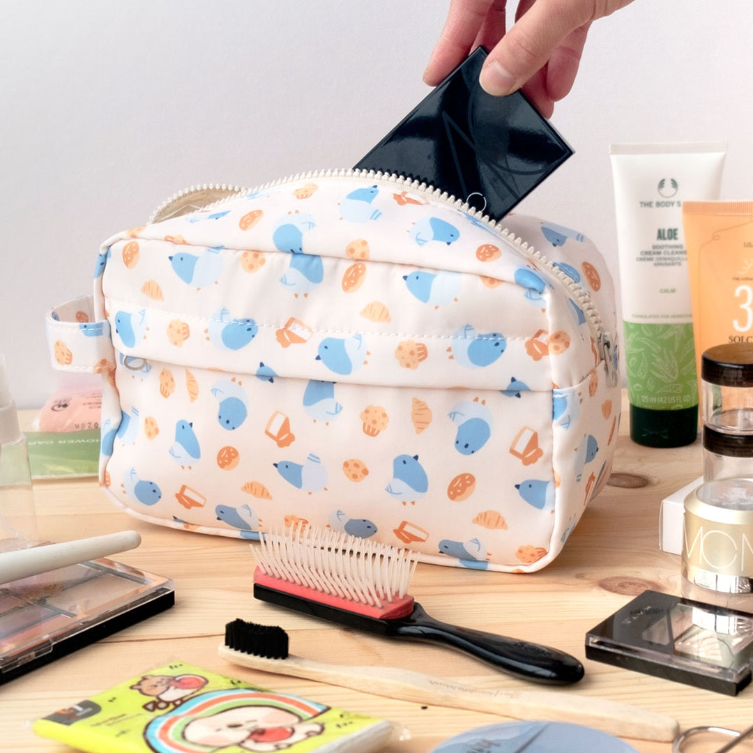Travel toiletry bag - Pigeons and pastries