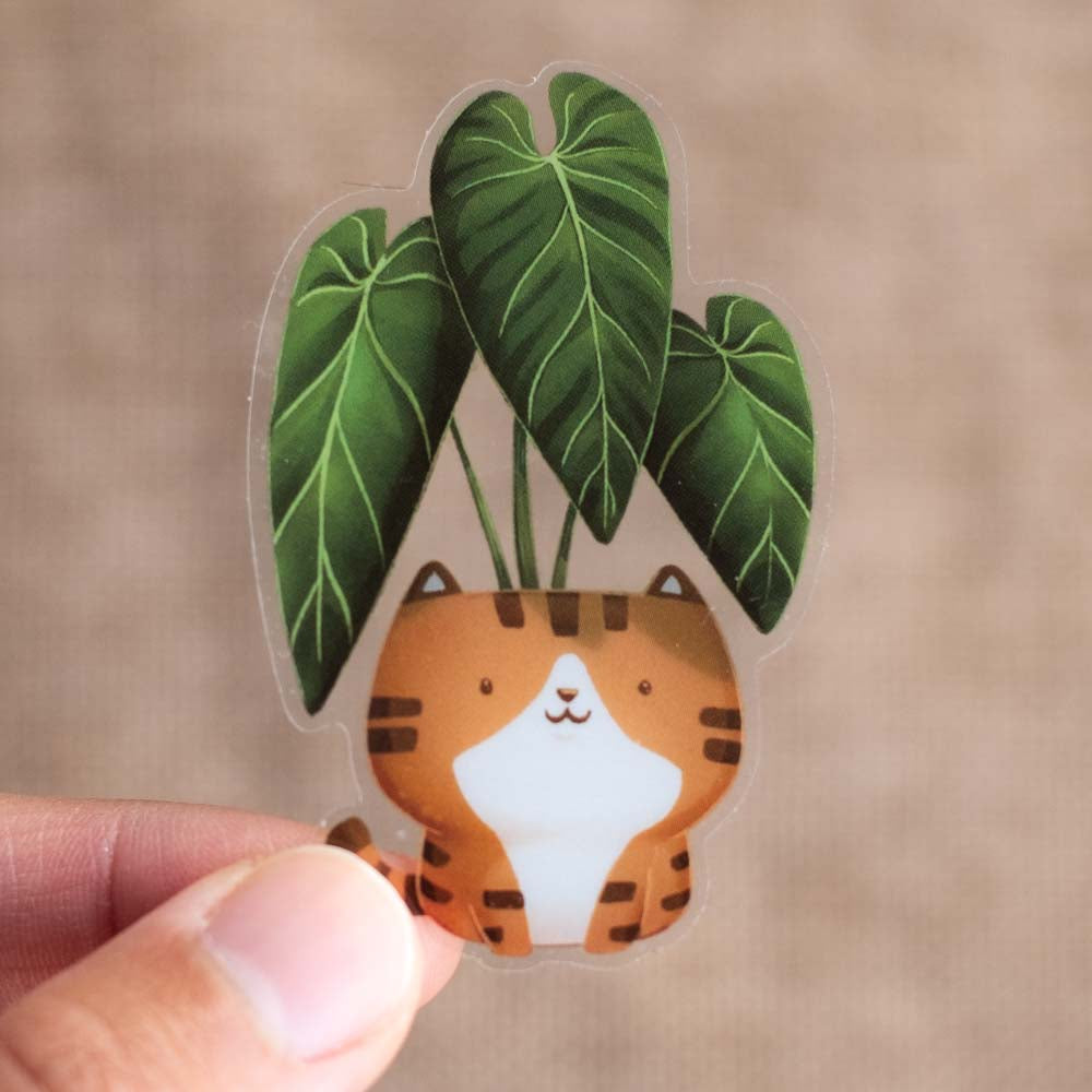 Vinyl sticker (transparent) - Set of 4 rare kitty plants