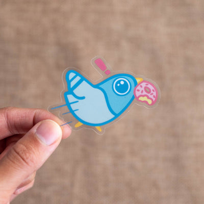 Vinyl sticker (transparent) - PP the Pigeon, stolen donut