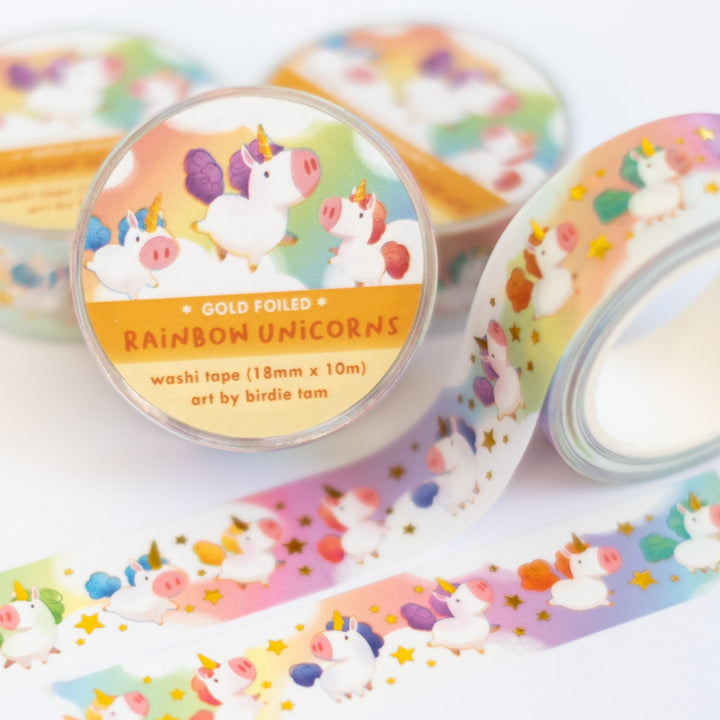 Washi tape (gold foil)  - Rainbow Unicorns