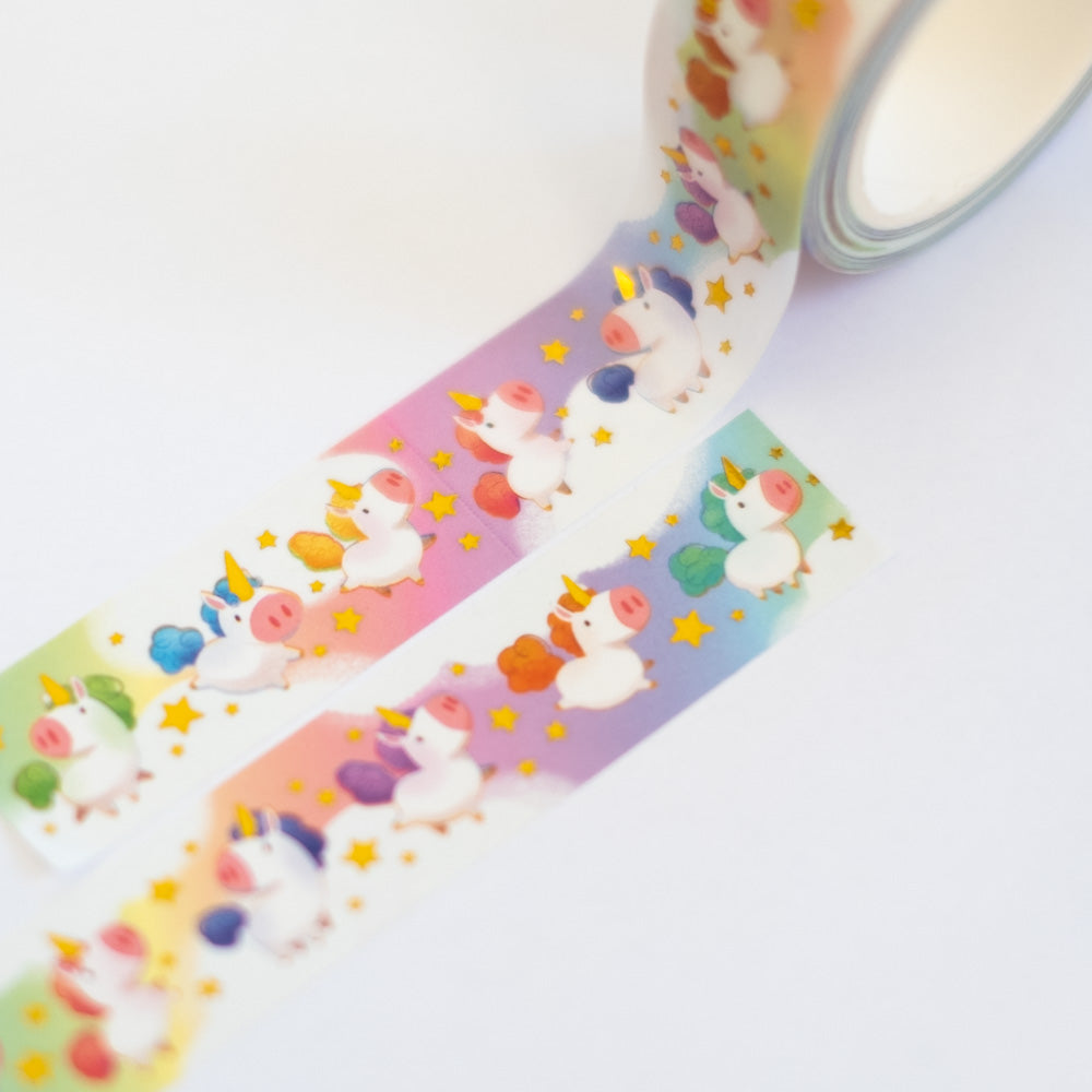 Washi tape (gold foil)  - Rainbow Unicorns